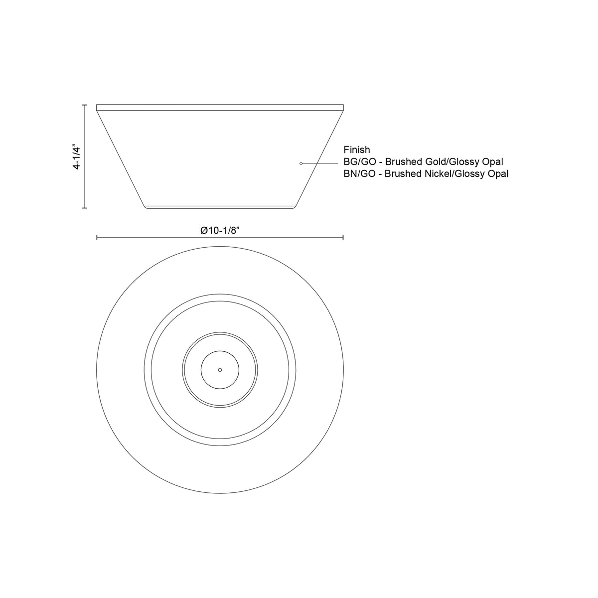 Plafonnier Holt Nickel brossé / Opale, 10 1/8" – vue 2