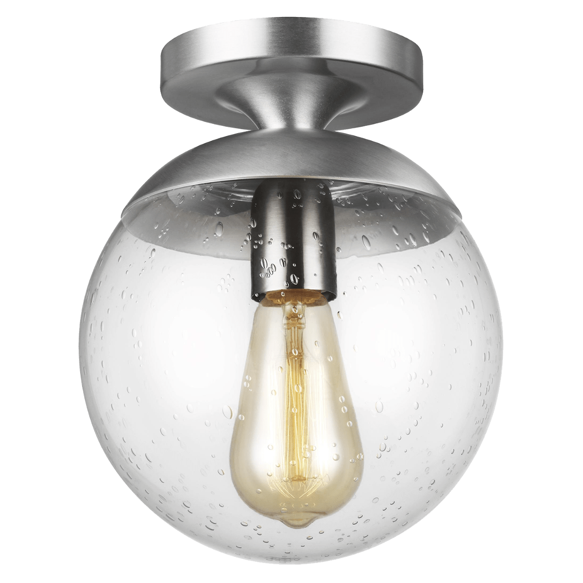 Plafonnier Leo - Hanging Globe - Aluminium satiné Verre clair Ampoules non - incluses by Visual Comfort Studio | Luminaires & cie