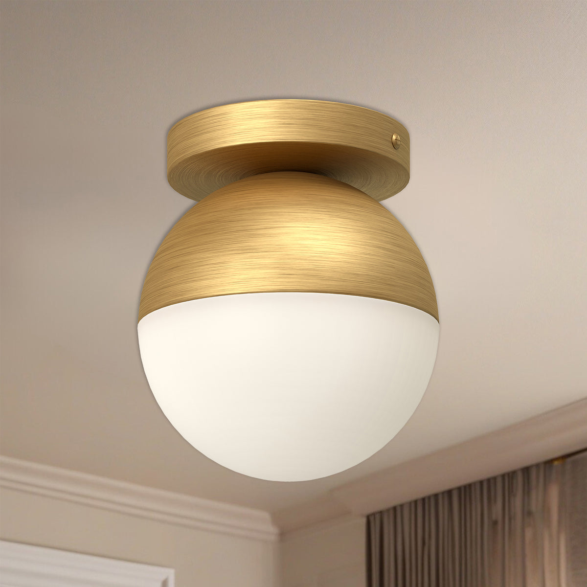 Plafonnier Monae Or brossé/Verre opale, 6" – vue 2
