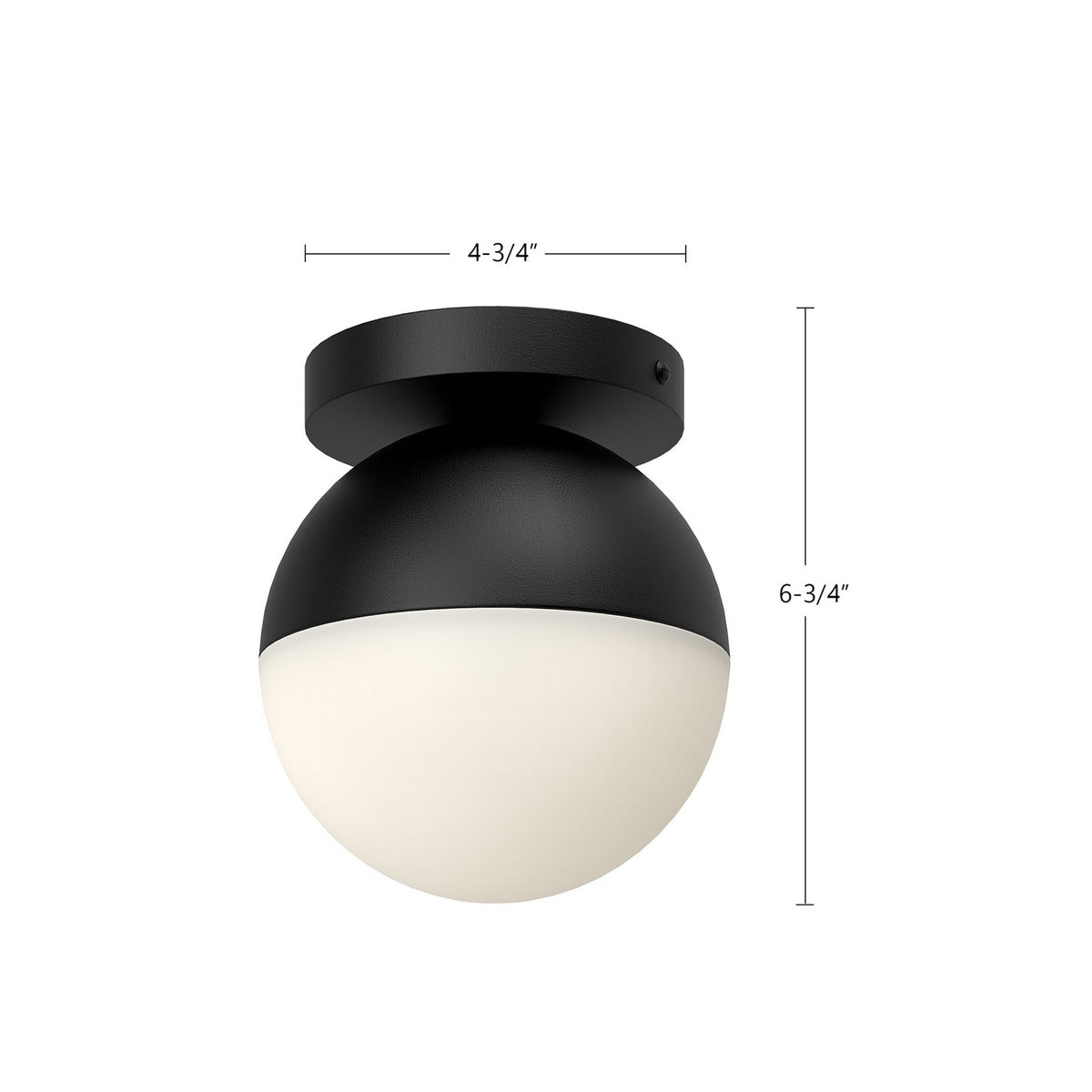 Plafonnier Monae Noir / Verre opale, 6" – vue 2