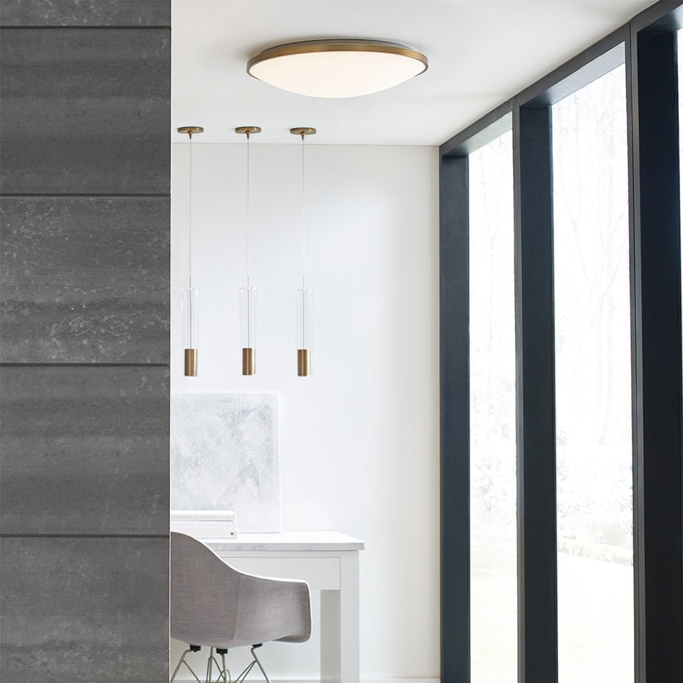 Plafonnier Vance - Nickel satiné 13" 3000K (Blanc doux) by Tech Lighting | Luminaires & cie