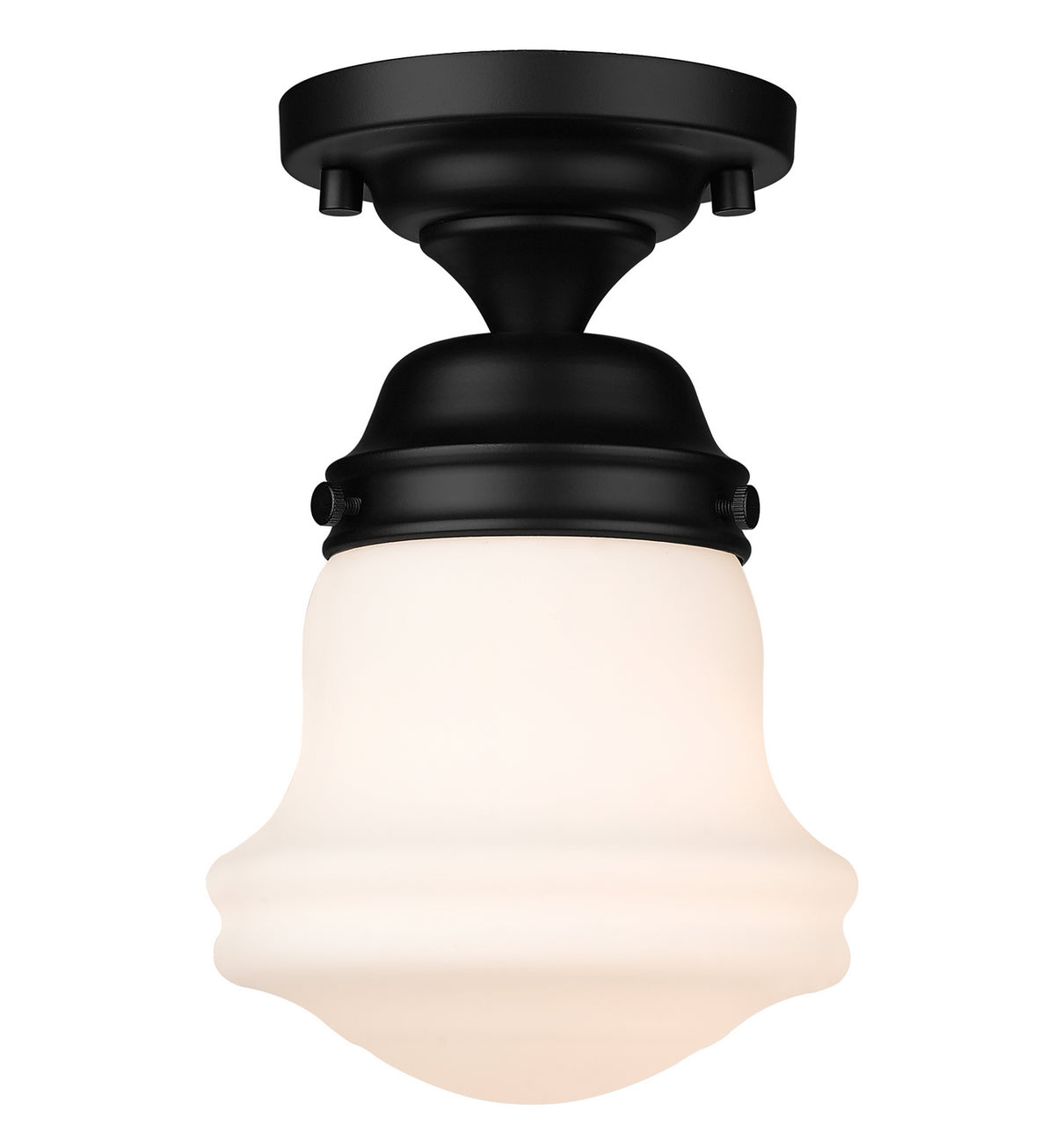 Semi-plafonnier Vaughn Noir mat, Opale mate, 6" – Z-Lite