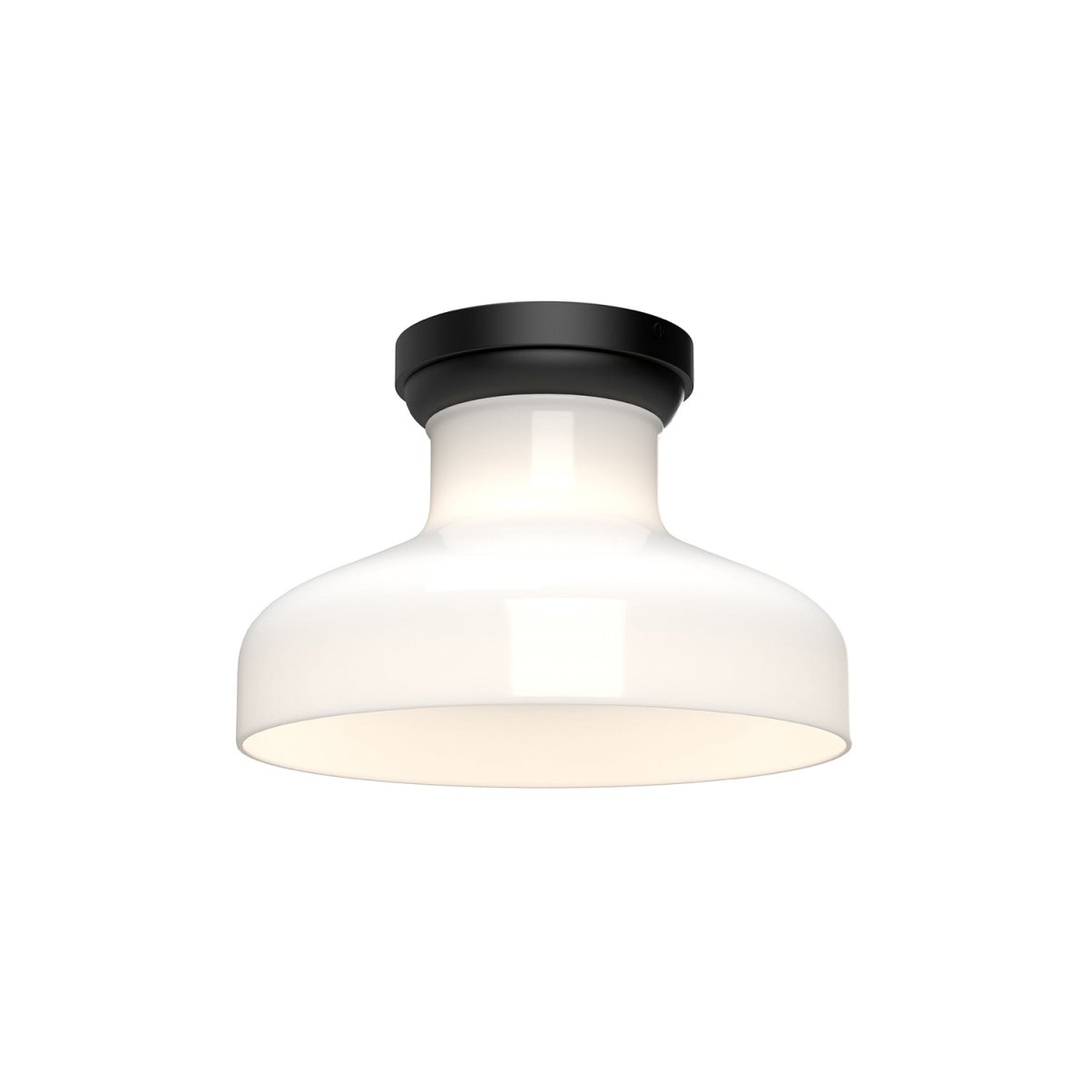 Plafonnier Westlake - Verre opal brillant / noir mat by Alora Lighting | Luminaires & cie