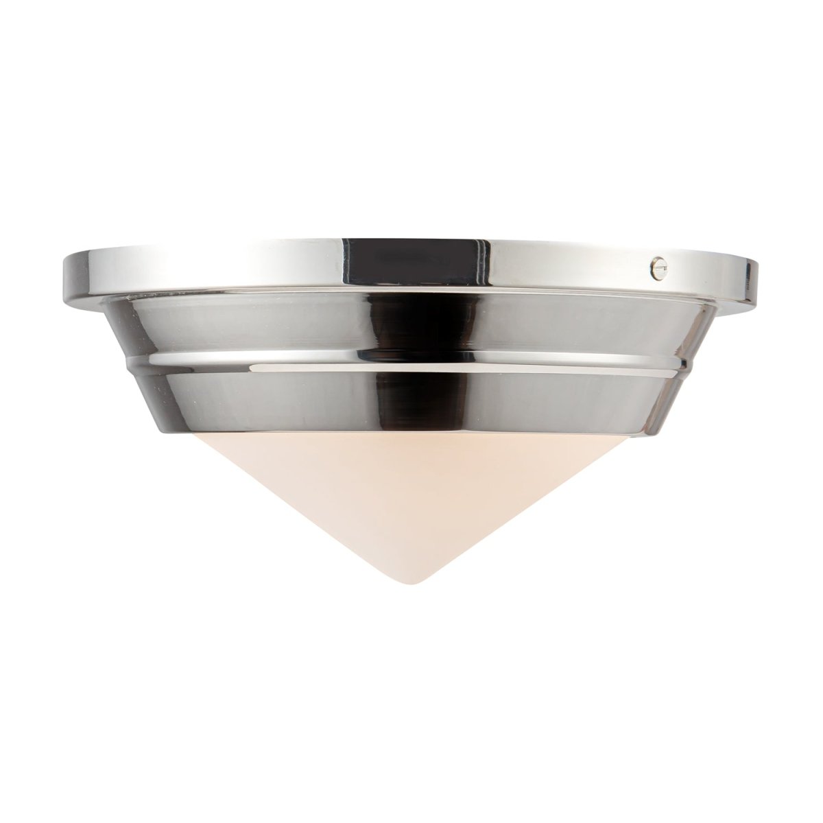 Plafonnier Willard - Nickel / Opale Polie Verre mate by Alora Lighting | Luminaires & cie