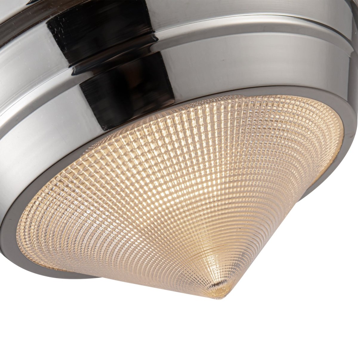 Plafonnier Willard - Nickel poli / verre prismatique by Alora Lighting | Luminaires & cie
