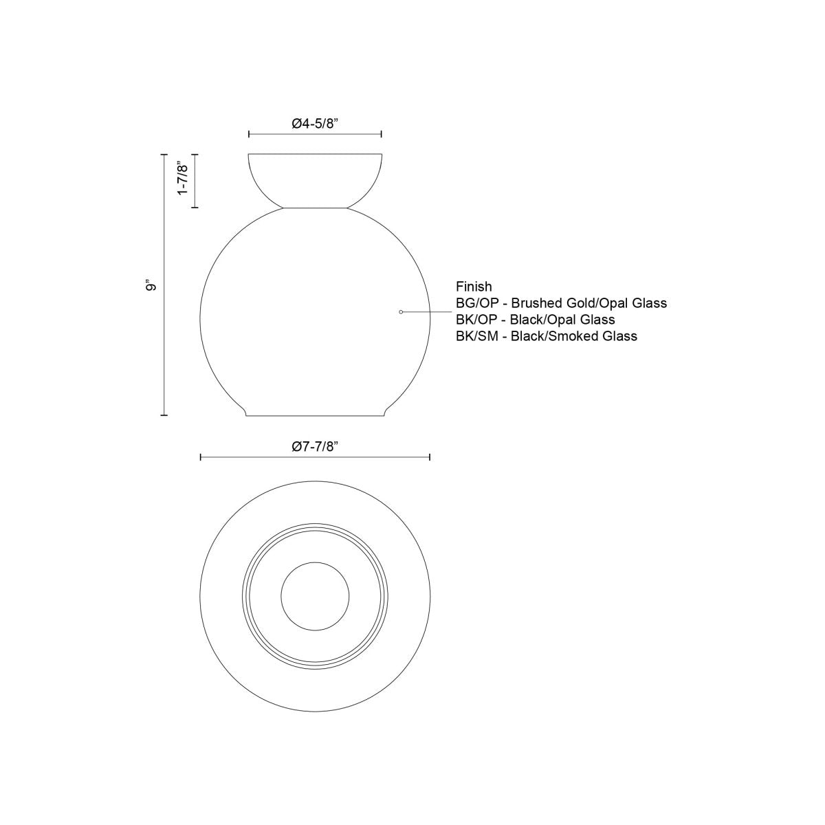 Semi - plafonnier Arcadia - Gold - or / Verre d'Opale 7 7/8" by Kuzco Lighting | Luminaires & cie