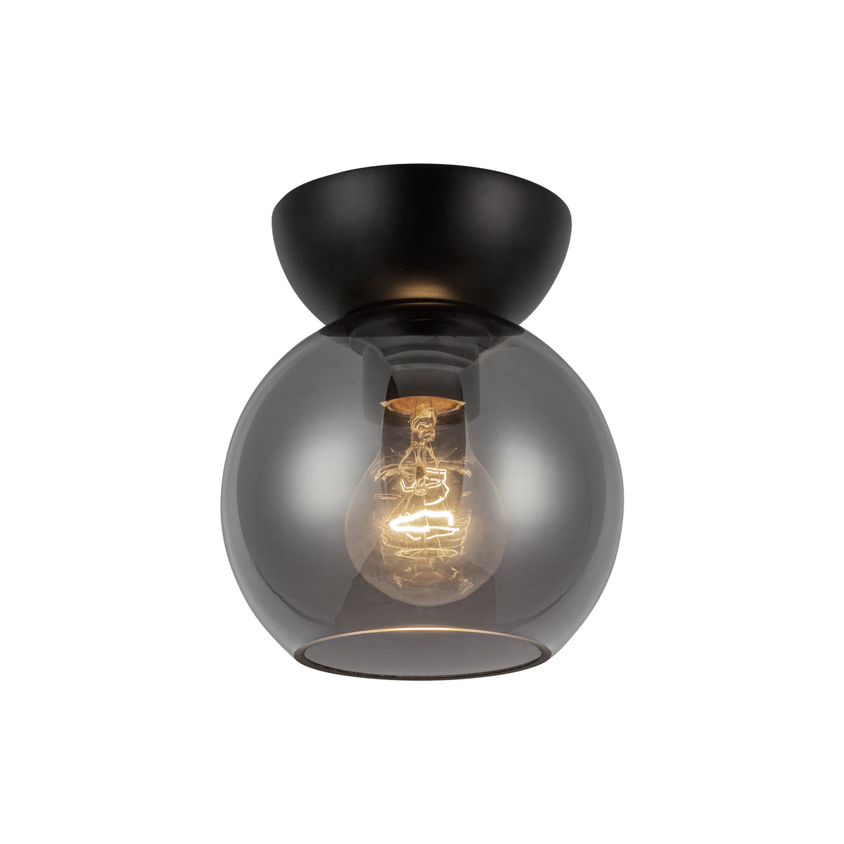 Plafonnier Arcadia Noir, Verre fumé, 6" – vue 2