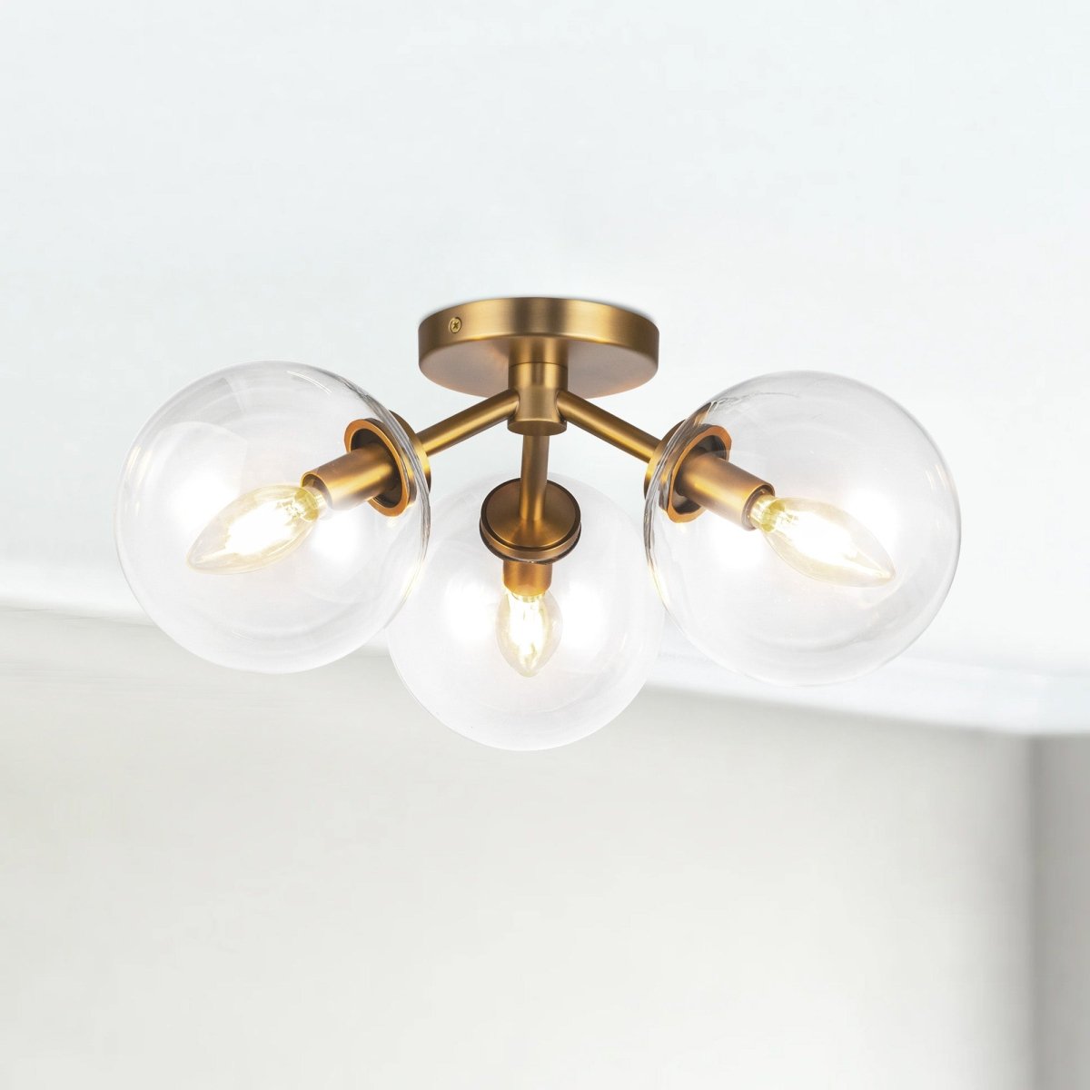 Semi - plafonnier Cassia - Verre d'or / transparent âgé by Alora Lighting | Luminaires & cie