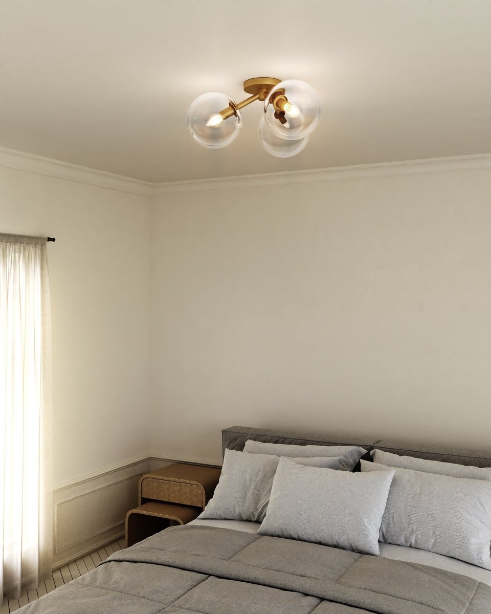 Semi - plafonnier Cassia - Verre d'or / transparent âgé by Alora Lighting | Luminaires & cie