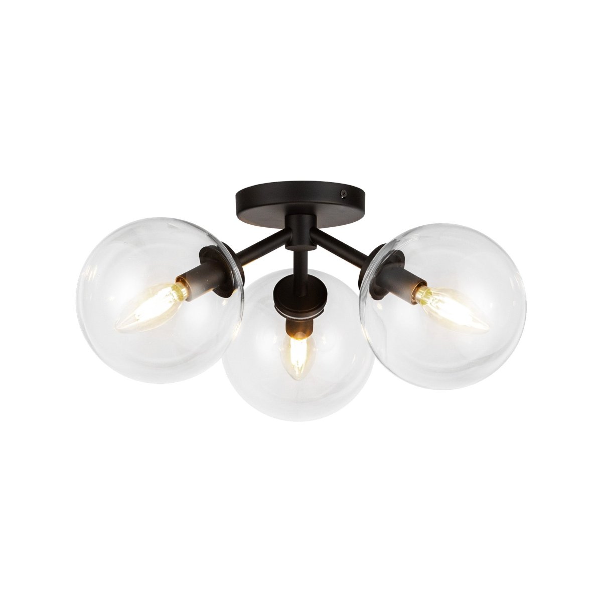 Semi - plafonnier Cassia - Verre noir / transparent by Alora Lighting | Luminaires & cie