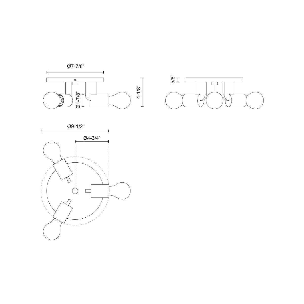 Semi - plafonnier Claire - Or vieilli 9 1/2" by Alora Lighting | Luminaires & cie