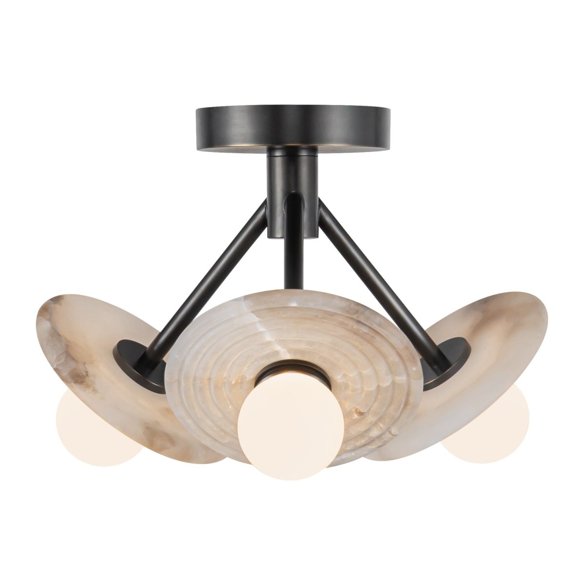 Semi - plafonnier Dahlia - Bronze / Albâtre urbain by Alora Lighting | Luminaires & cie