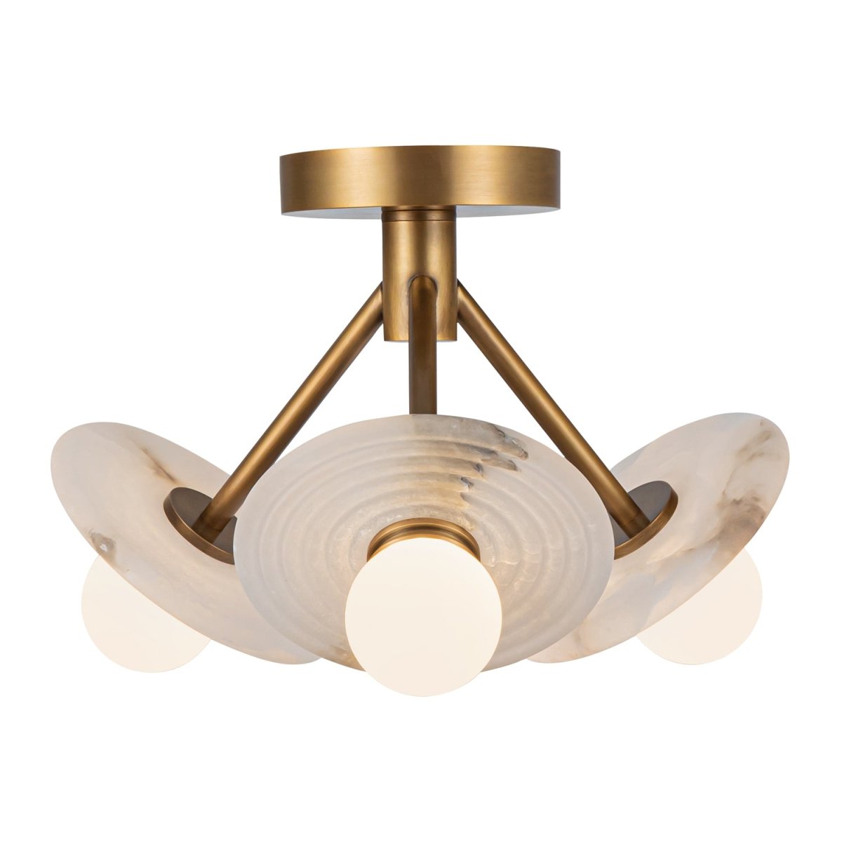 Semi - plafonnier Dahlia - Laiton / albâtre vintage by Alora Lighting | Luminaires & cie