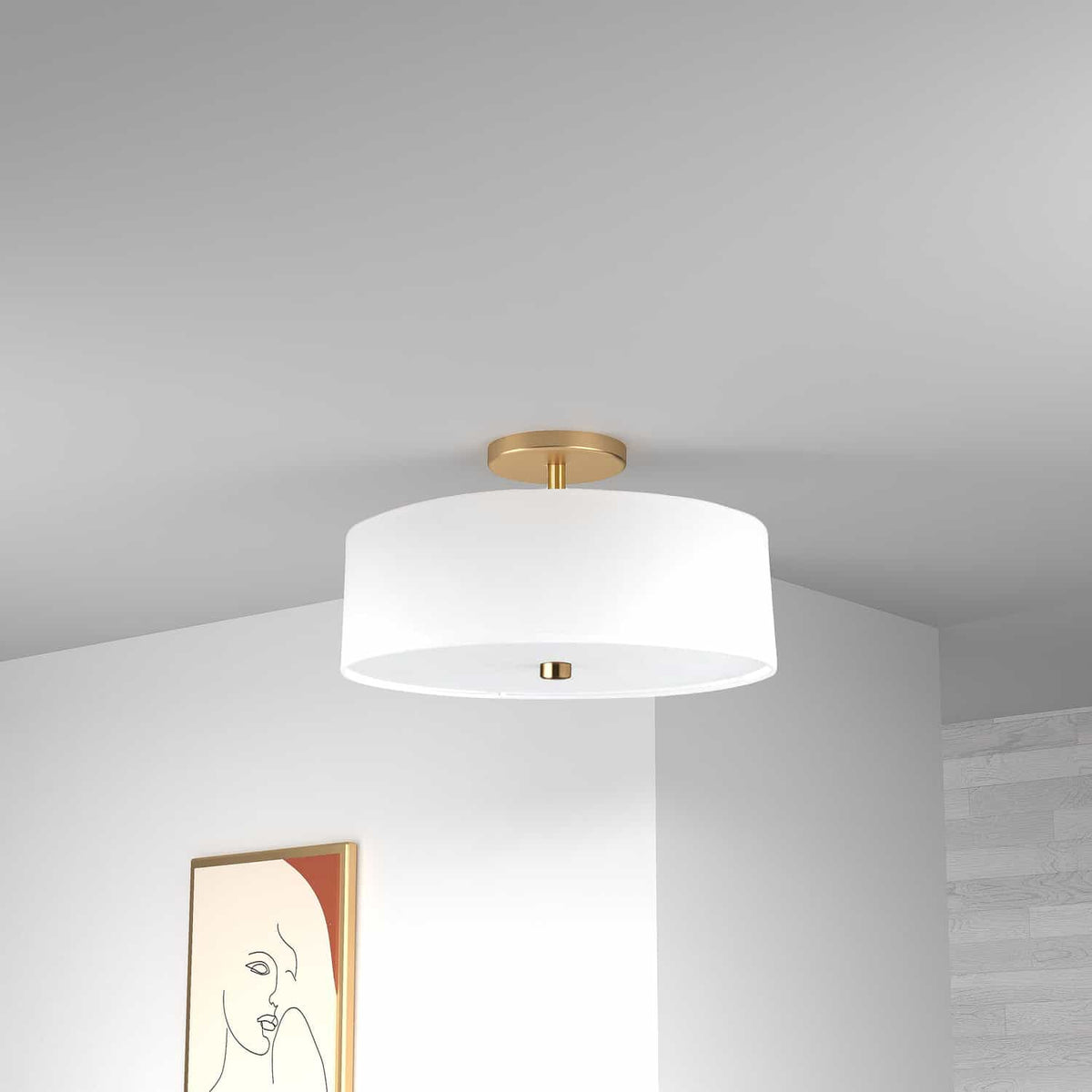 Semi-plafonnier Everly Blanc / Laiton vieilli – vue 2