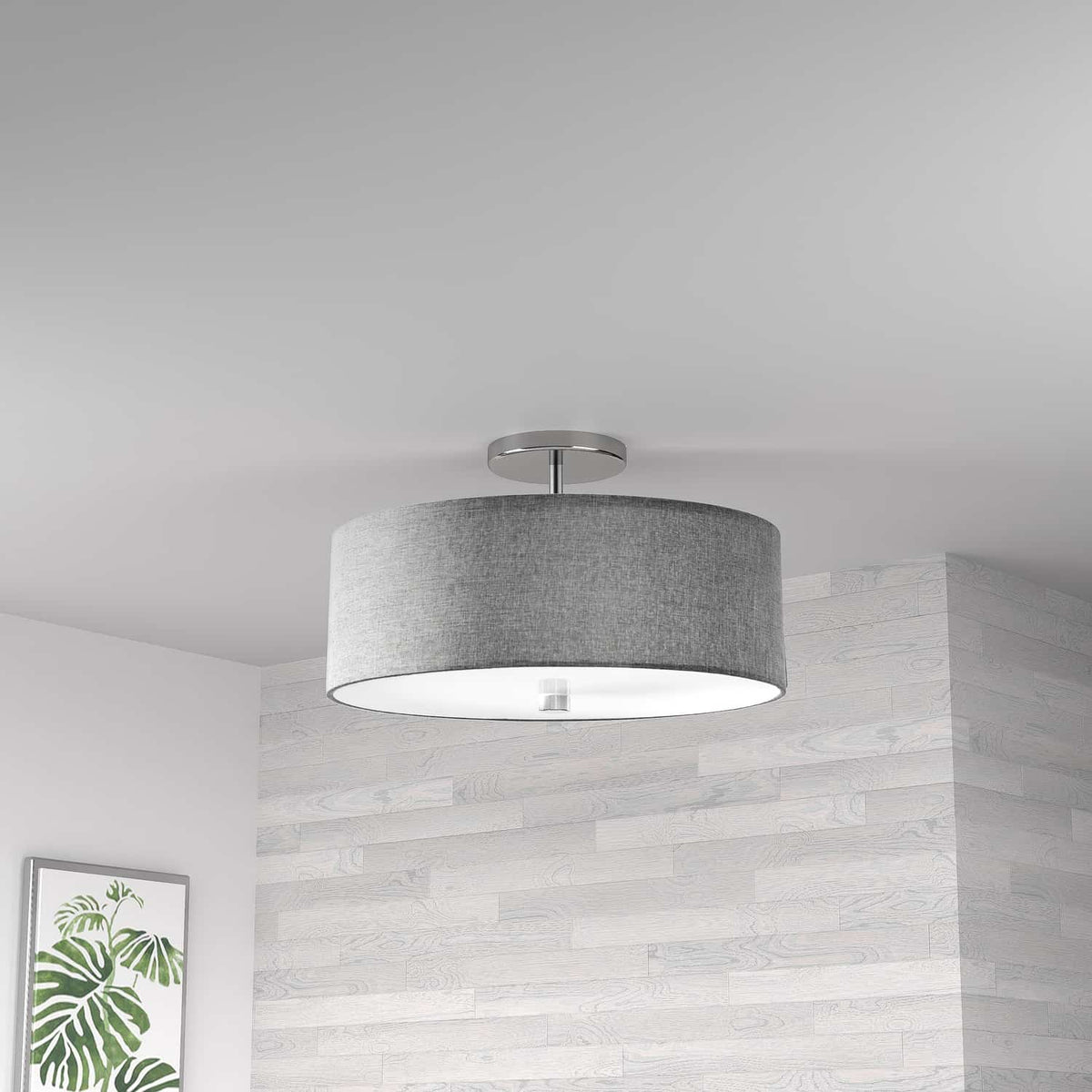 Semi-plafonnier Everly Gris / Chrome poli – vue 2