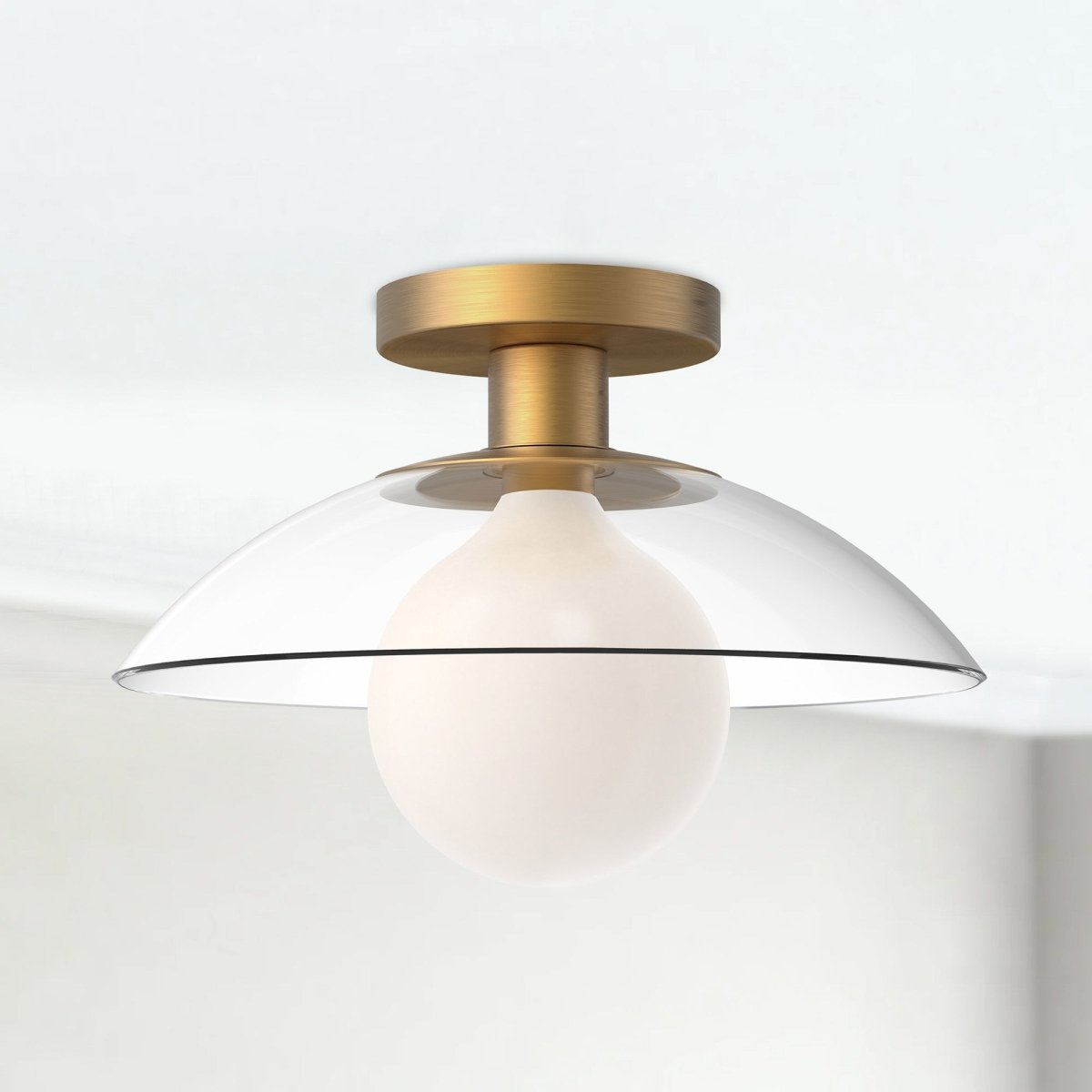 Semi - plafonnier Francesca - Verre d'or / transparent âgé 11 7/8" by Alora Lighting | Luminaires & cie