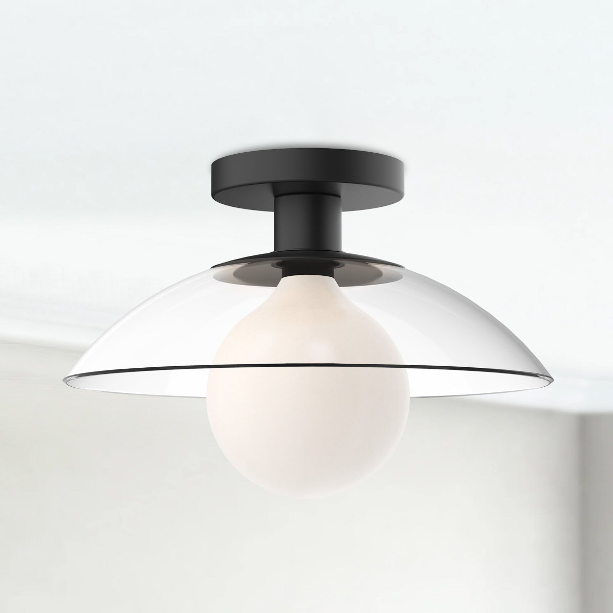 Semi - plafonnier Francesca - Verre transparent / noir mat 11 7/8" by Alora Lighting | Luminaires & cie