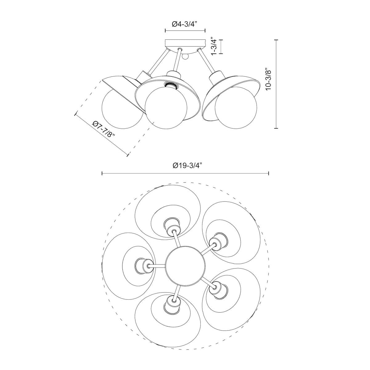 Semi - plafonnier Francesca - Verre d'or / transparent âgé 19 3/4" by Alora Lighting | Luminaires & cie