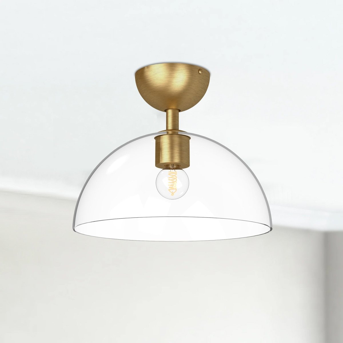 Semi - plafonnier Jude - Gold / verre clair brossé by Alora Lighting | Luminaires & cie