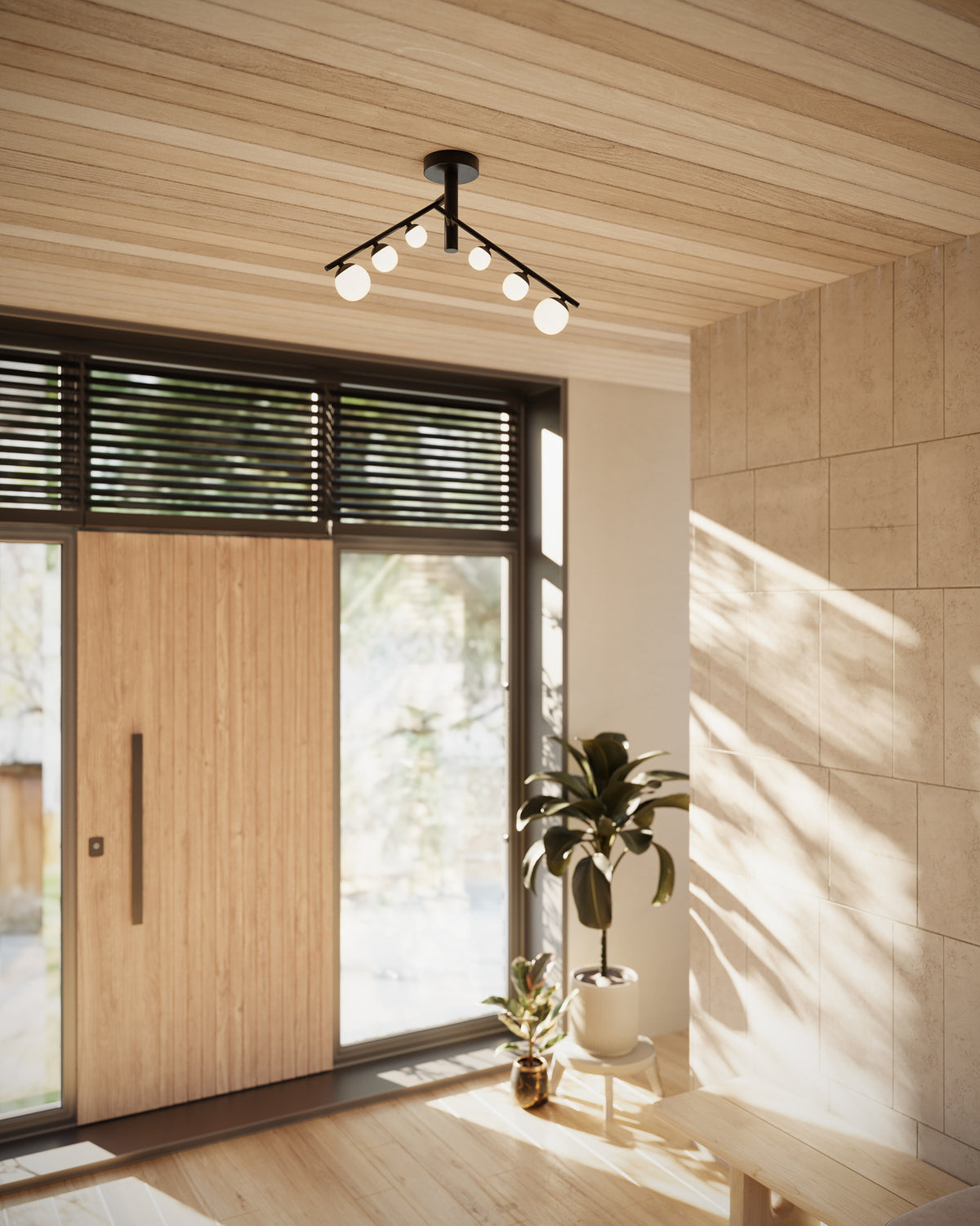 Semi-plafonnier Cypress Noir / Verre opale – vue 2