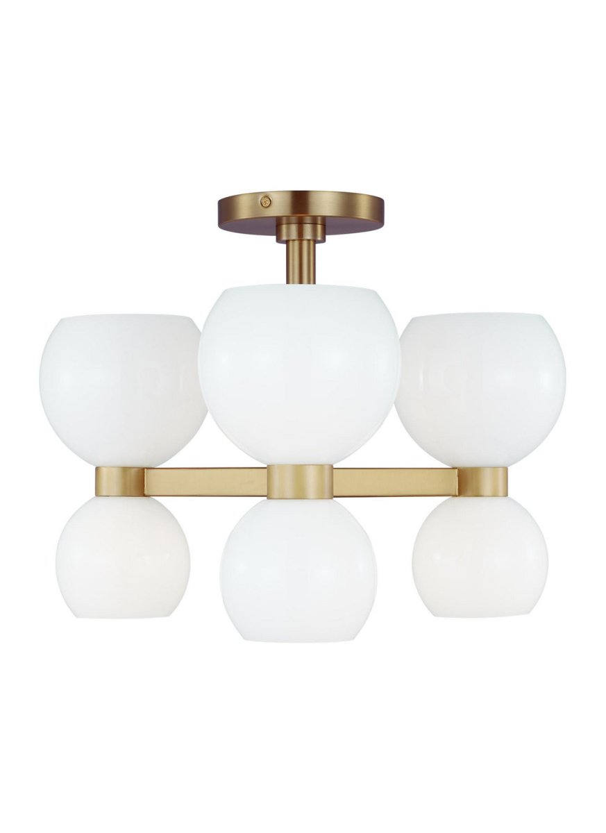 Semi-plafonnier Londyn - Laiton bruni avec verre opalin blanc by Visual Comfort Studio | Luminaires & cie