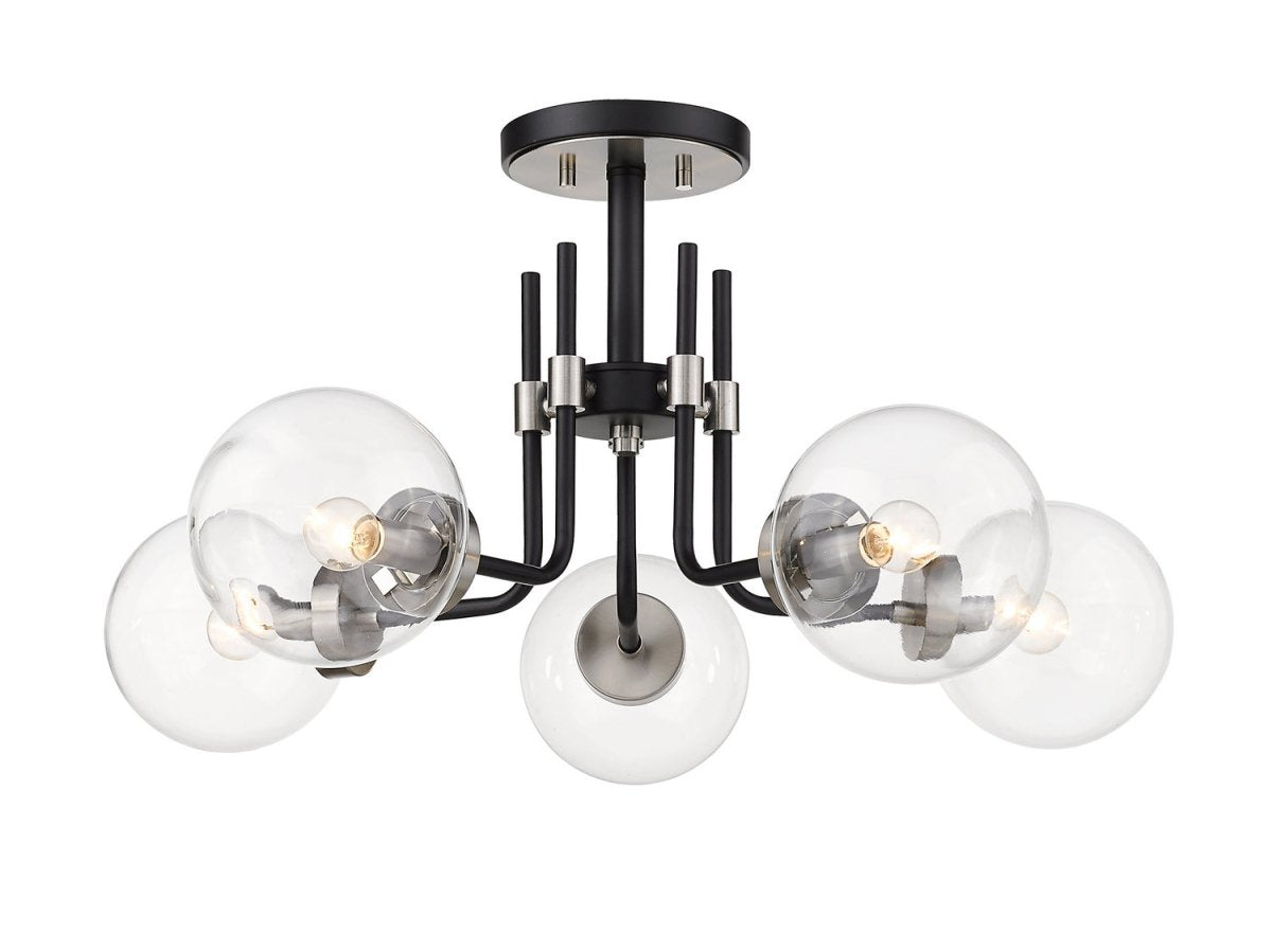 Semi-plafonnier Parsons - Noir mat + Nickel brossé 27" by Z-Lite | Luminaires & cie