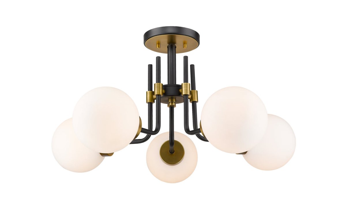 Semi-plafonnier Parsons - Noir mat + Laiton vieilli 27" by Z-Lite | Luminaires & cie