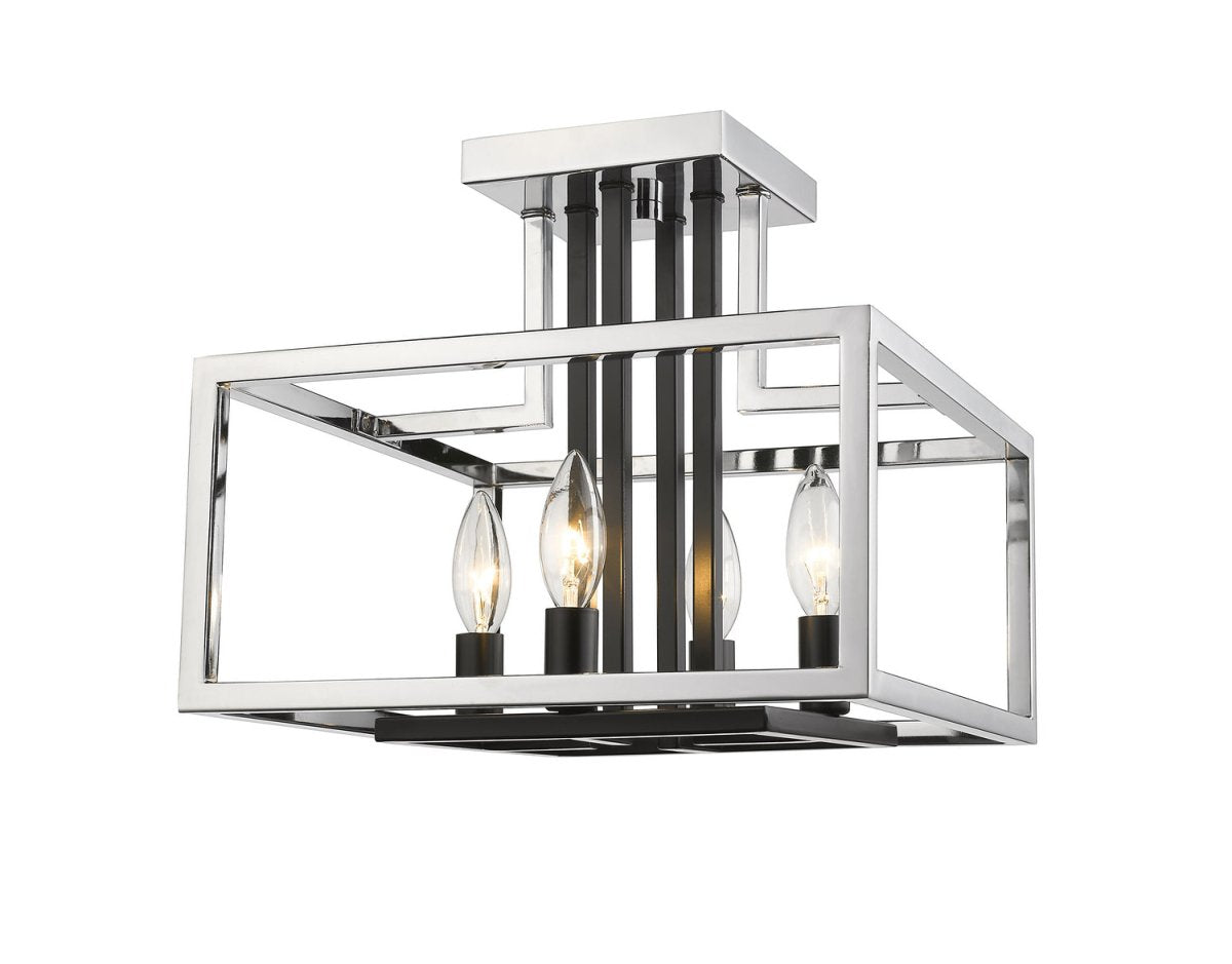 Semi-plafonnier Quadra - Chrome et noir mat by Z-Lite | Luminaires & cie