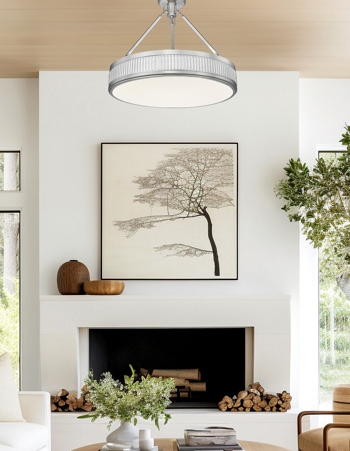 Semi-plafonnier Quinn Nickel satiné, 22" – vue 7