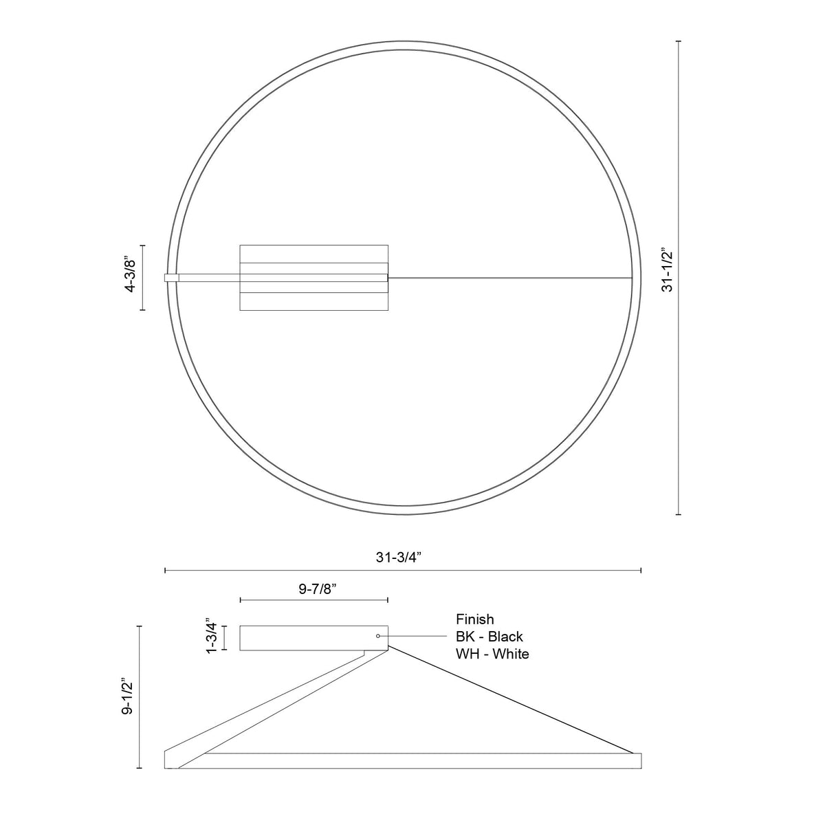 Semi-plafonnier Roda Noir, 31 1/2" – vue 4