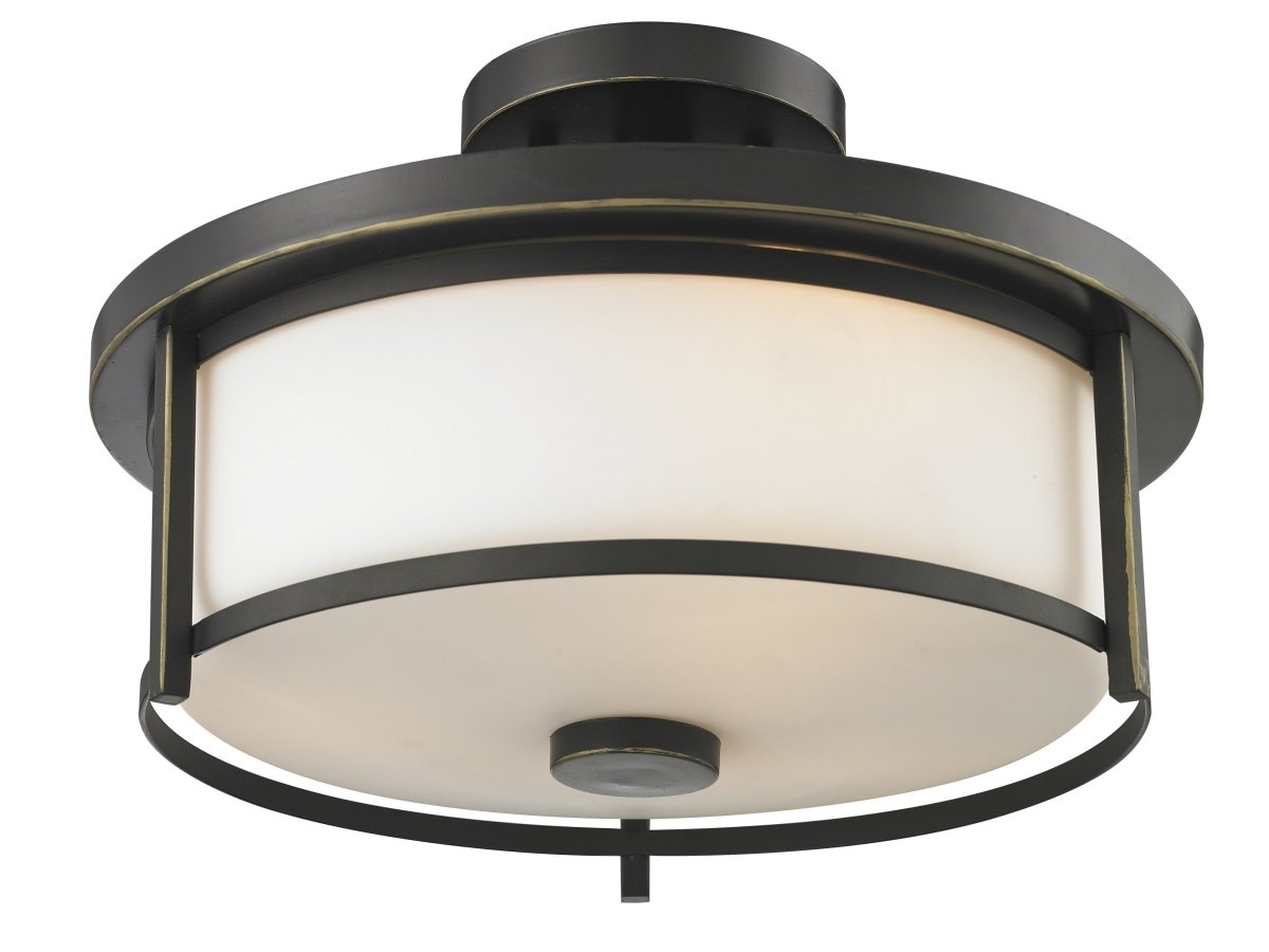 Semi-plafonnier Savannah - Bronze vieilli 13 3/4" Opale mate by Z-Lite | Luminaires & cie