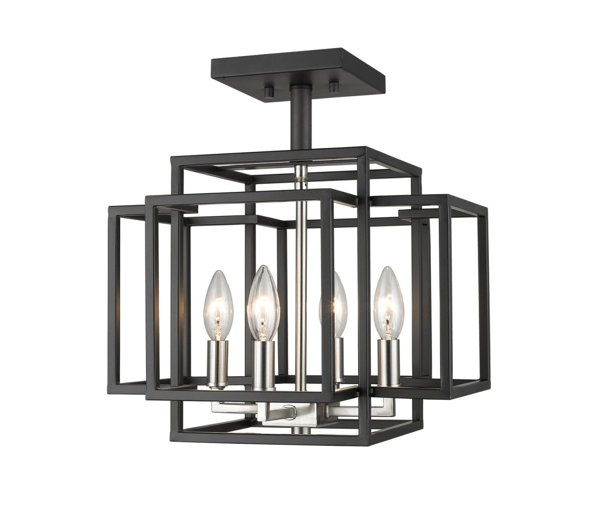 Semi-plafonnier Titania - Noir + Nickel brossé by Z-Lite | Luminaires & cie