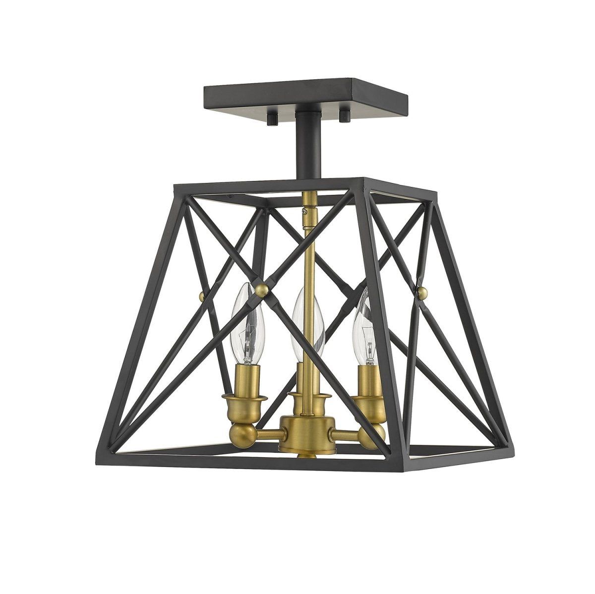 Semi-plafonnier Trestle - Noir mat + Laiton vieilli by Z-Lite | Luminaires & cie