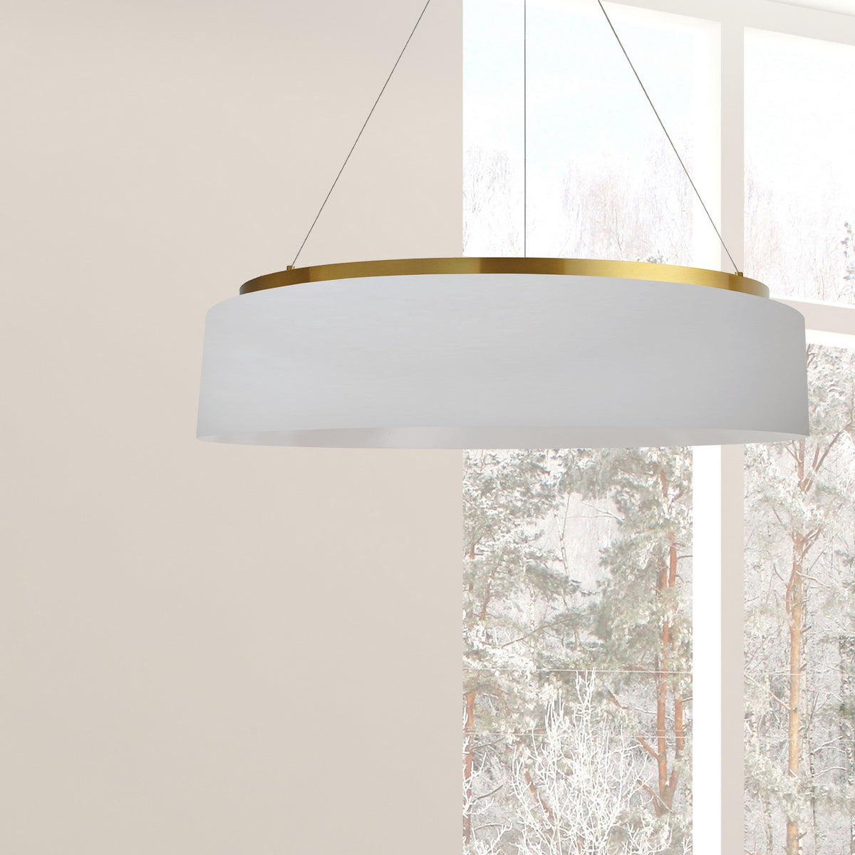 Suspension abat-jour Circulo Blanc / Laiton vieilli – vue 2