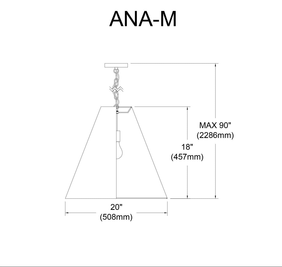 Suspension Anaya - Noir mat Noir 20" by Dainolite | Luminaires & cie