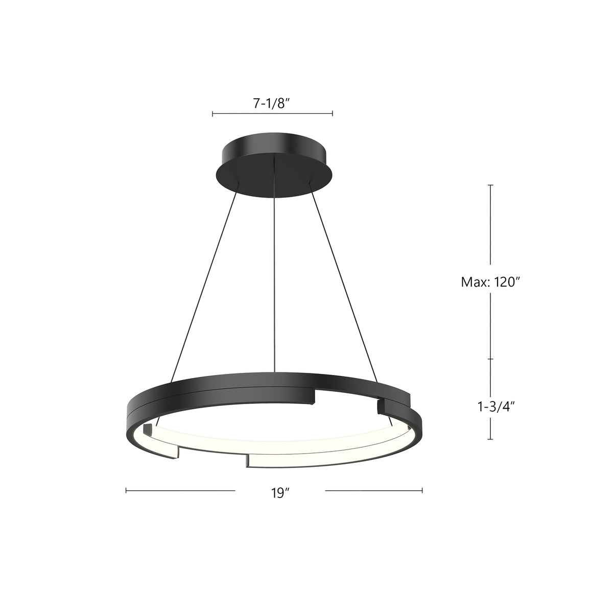 Suspension Anello Minor Noir, 19" – vue 3