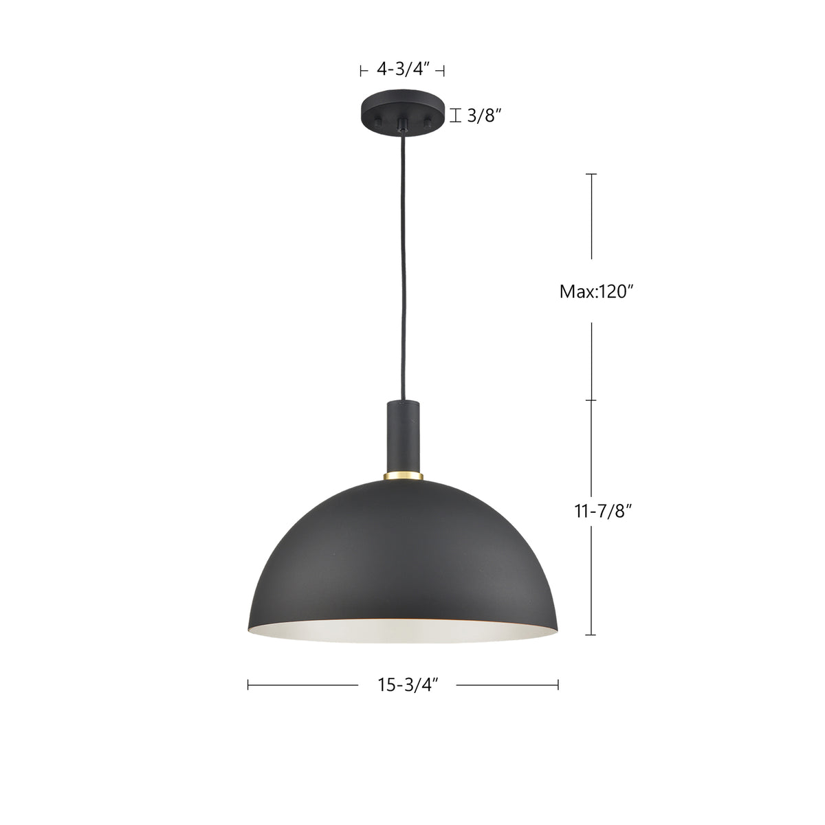 Suspension Archibald Noir / Or, 15 3/4" – vue 4