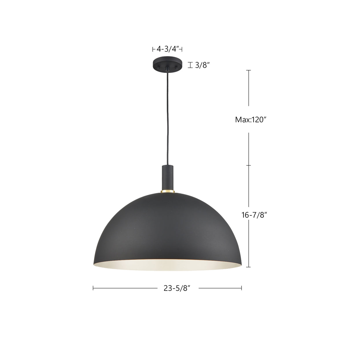 Suspension Archibald Noir / Or, 23 5/8" – vue 4