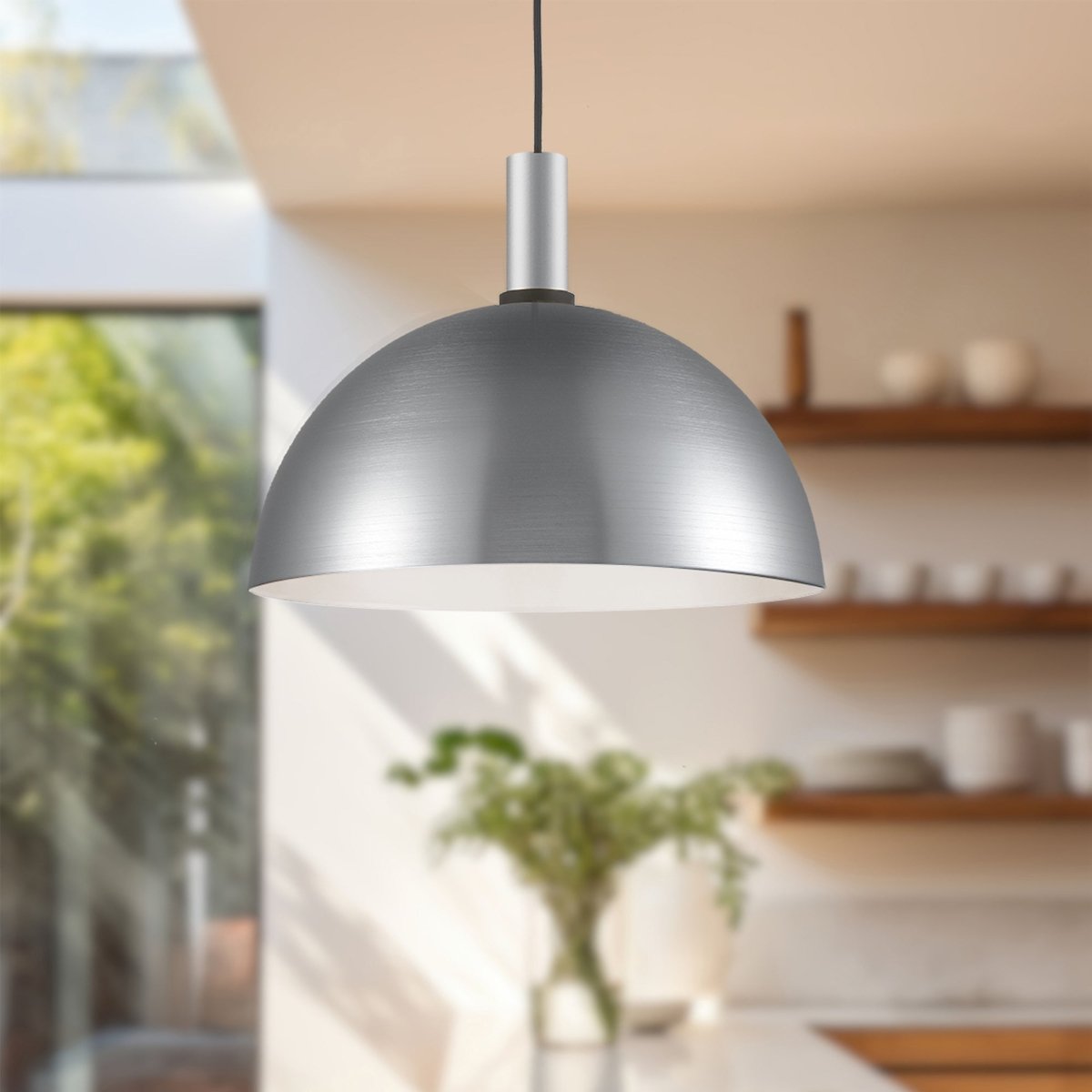 Suspension Archibald - Nickel brossé avec des détails noirs 15 3/4" by Kuzco Lighting | Luminaires & cie