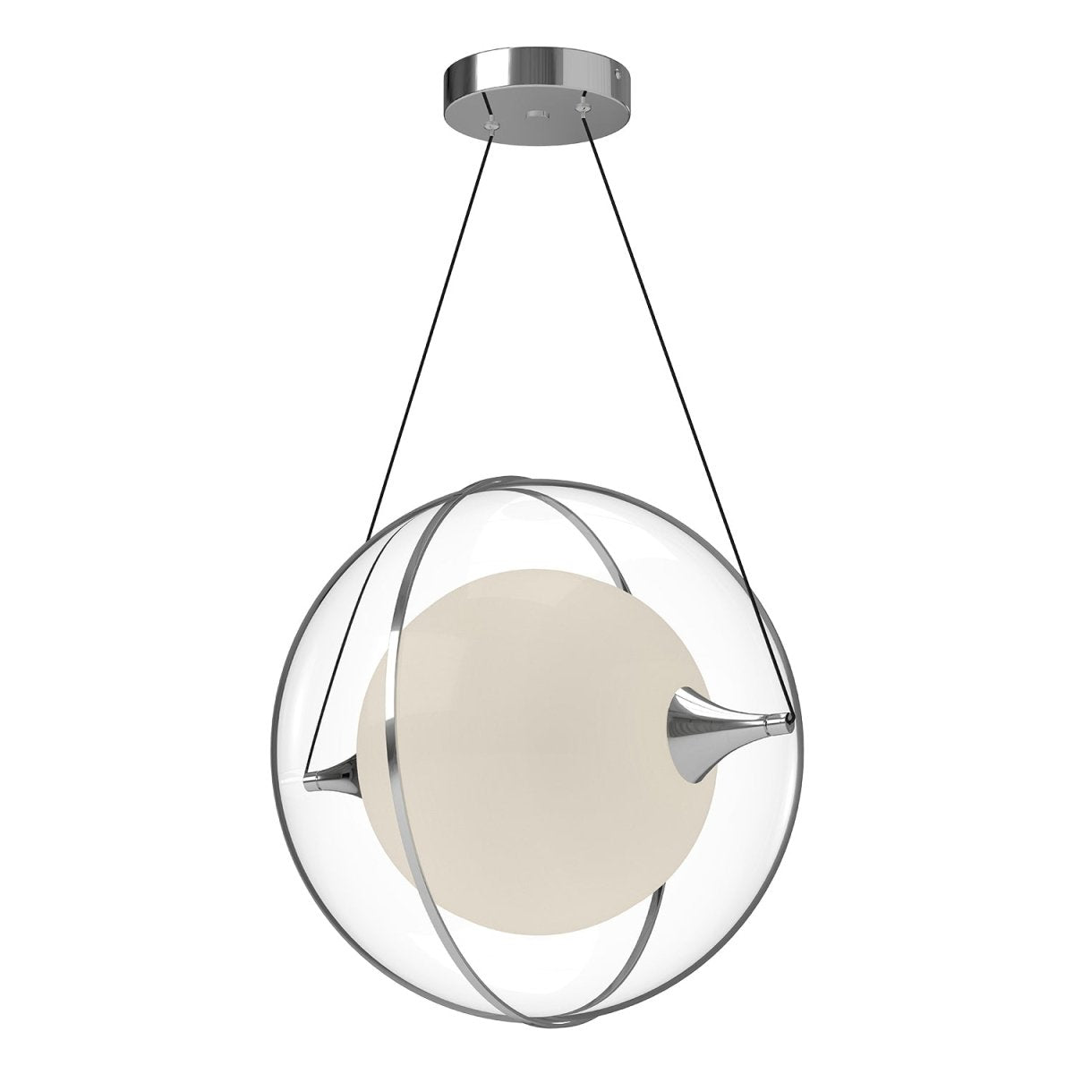 Suspension Aries - Chrome Verre dépoli by Kuzco Lighting | Luminaires & cie