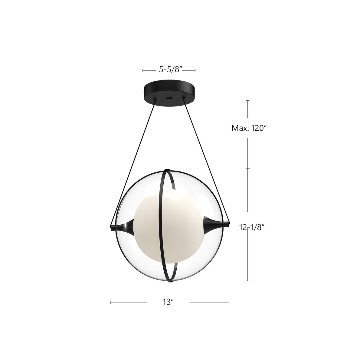 Suspension Aries Chrome, 12 1/8" – vue 4