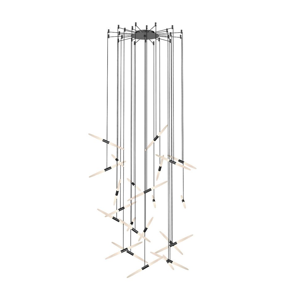 Suspension Ballet - Noir Satiné 24 - lumières Crochets by Sonneman | Luminaires & cie