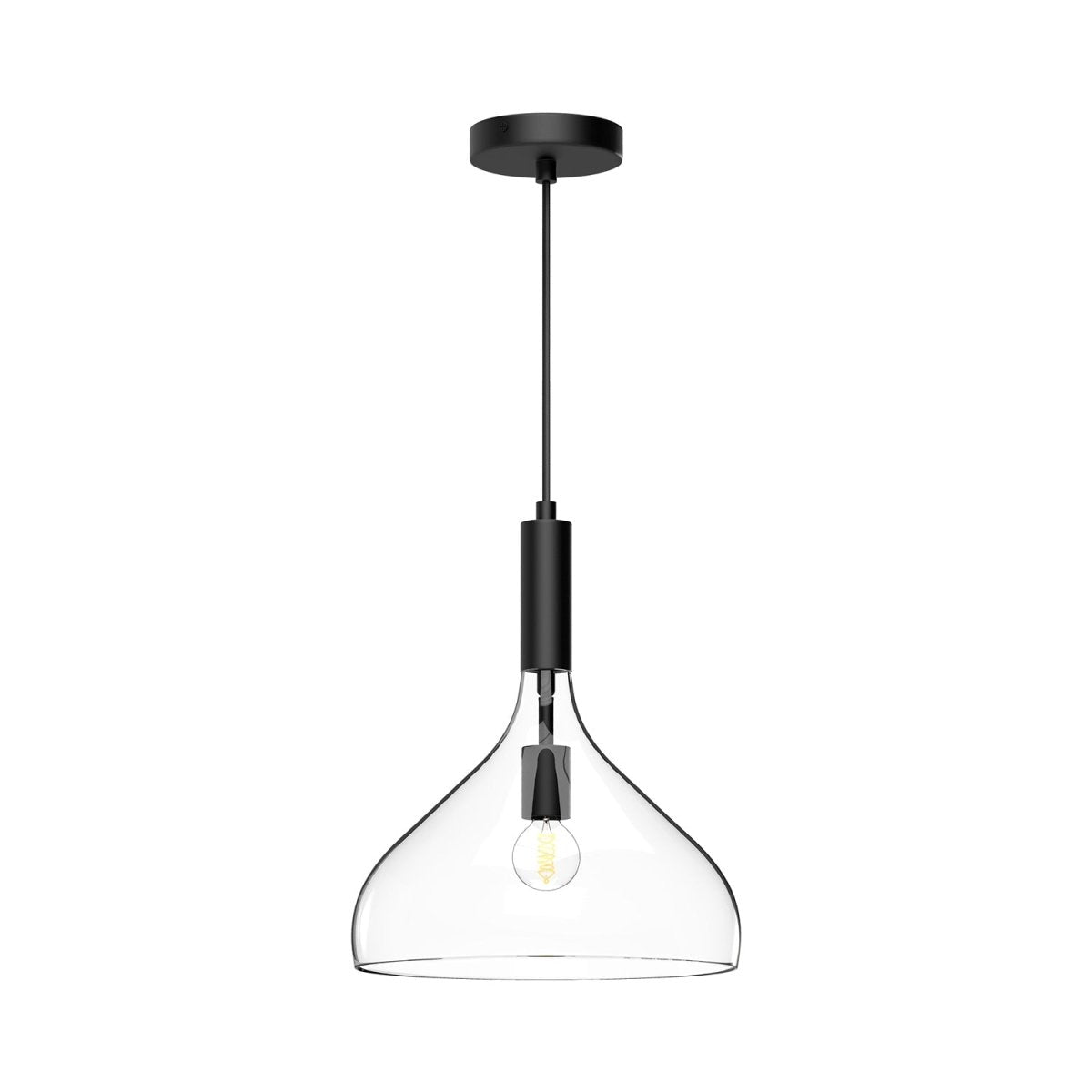Suspension Belleview - Noir mat Verre clair by Alora Lighting | Luminaires & cie