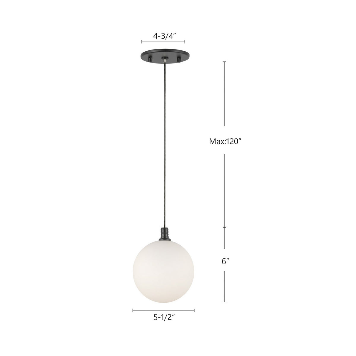 Mini-suspension Bolla Noir / Verre opale – vue 4