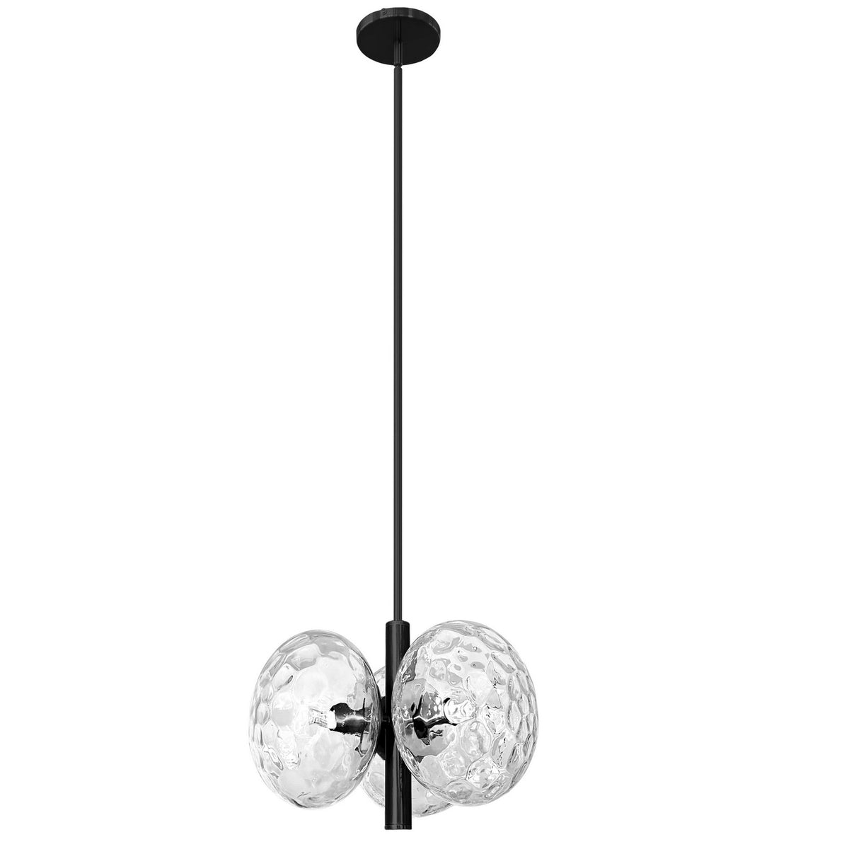Suspension Burlat nombre ampoules 3, Transparent / Noir mat – Dainolite