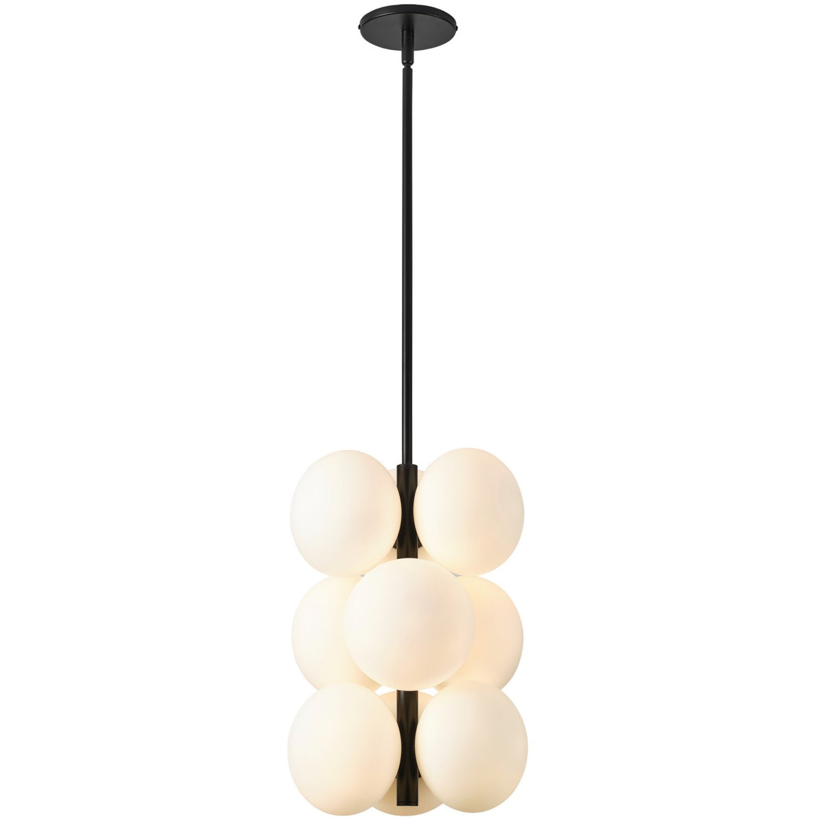 Suspension Burlat nombre ampoules 9, Blanc / Noir mat – vue 2