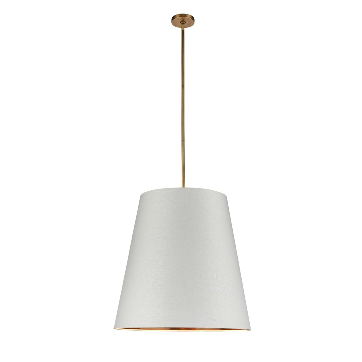 Suspension Calor - Laiton vintage Lin blanc avec parchemin or 24 7/8" by Alora Lighting | Luminaires & cie