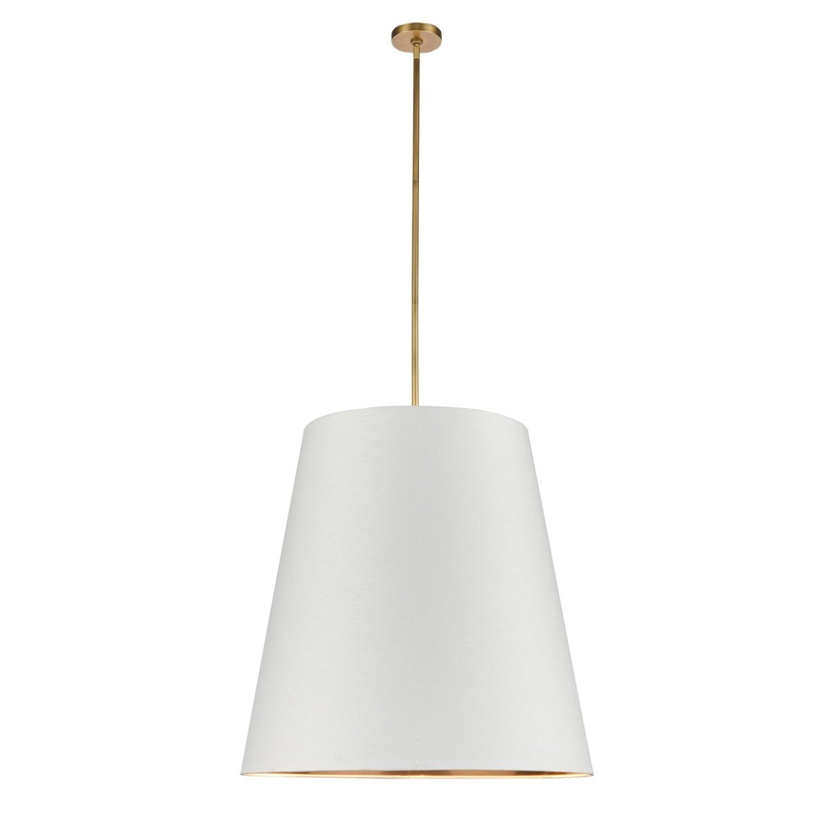 Suspension Calor - Laiton vintage Lin blanc avec parchemin or 30" by Alora Lighting | Luminaires & cie
