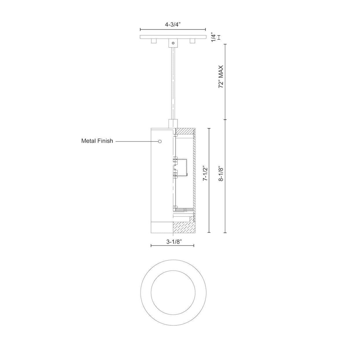 Mini-suspension Cameo Noir, 3 1/8" – vue 4