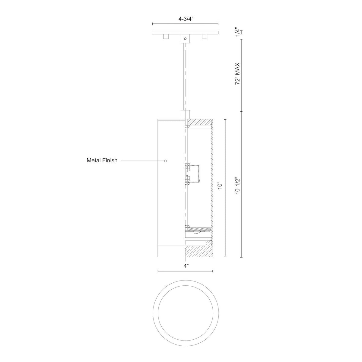Mini-suspension Cameo Noir, 4" – vue 3